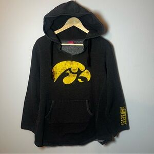 Iowa Hawkeyes Hoodie Women’s L Black Distressed Pullover Sweatshirt University